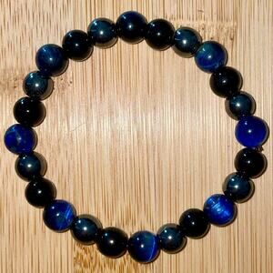 3x Protection Obsidian, Hematite & Lapis Lazuli Tiger Eye Stone Bracelet Unisex